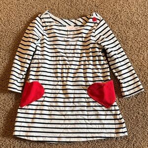 Hanna Andersson Long Sleeve Swing Dress with Pockets in Sweetheart Stripes 3T